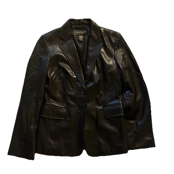 Vintage Banana Republic Women’s Black Genuine Soft Leather Jacket Coat 6 - Picture 2 of 6